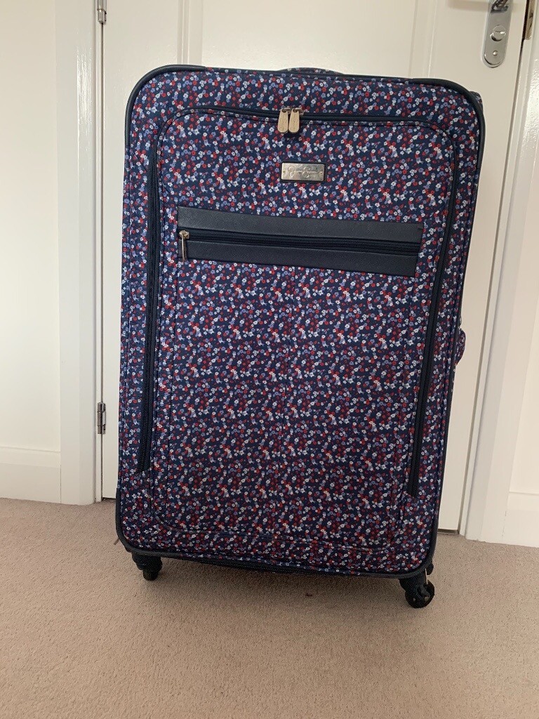 large patterned suitcase
